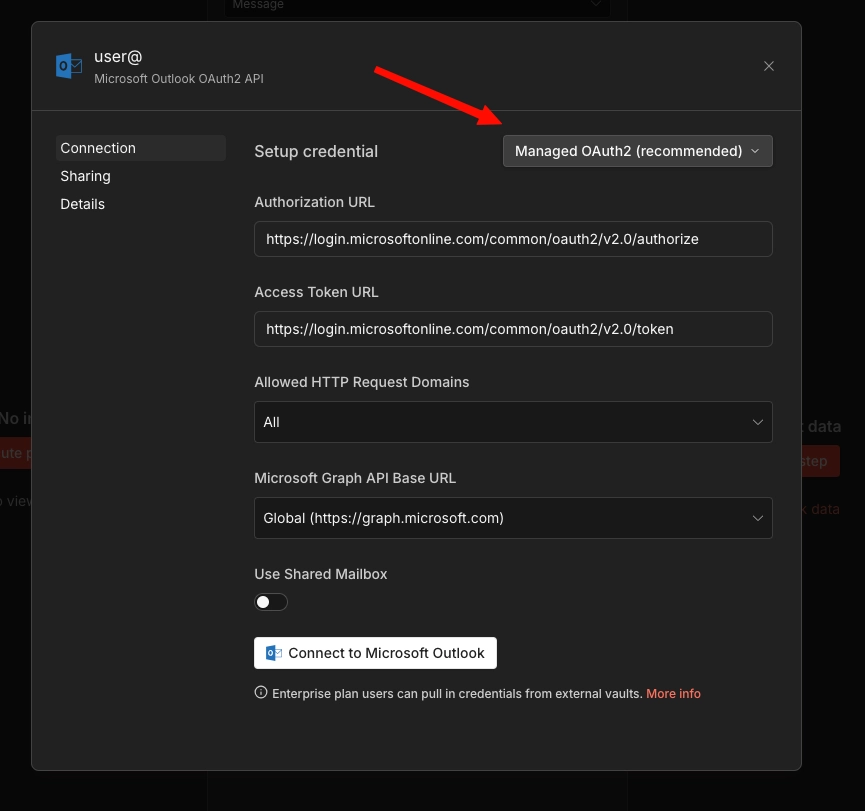Microsoft Entra credentials screen